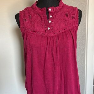 Lucky Brand Burgundy Sleeveless Medium Blouse